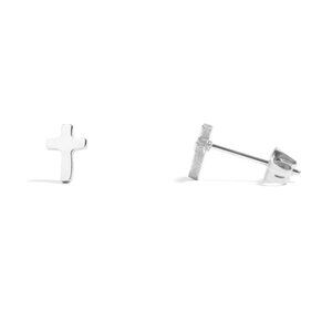 Silver Dainty Cross Stud Earrings - Waterproof, Nickel-free, Tarnish-Resistant